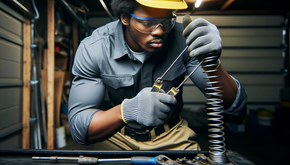 Expert garage door technician at work